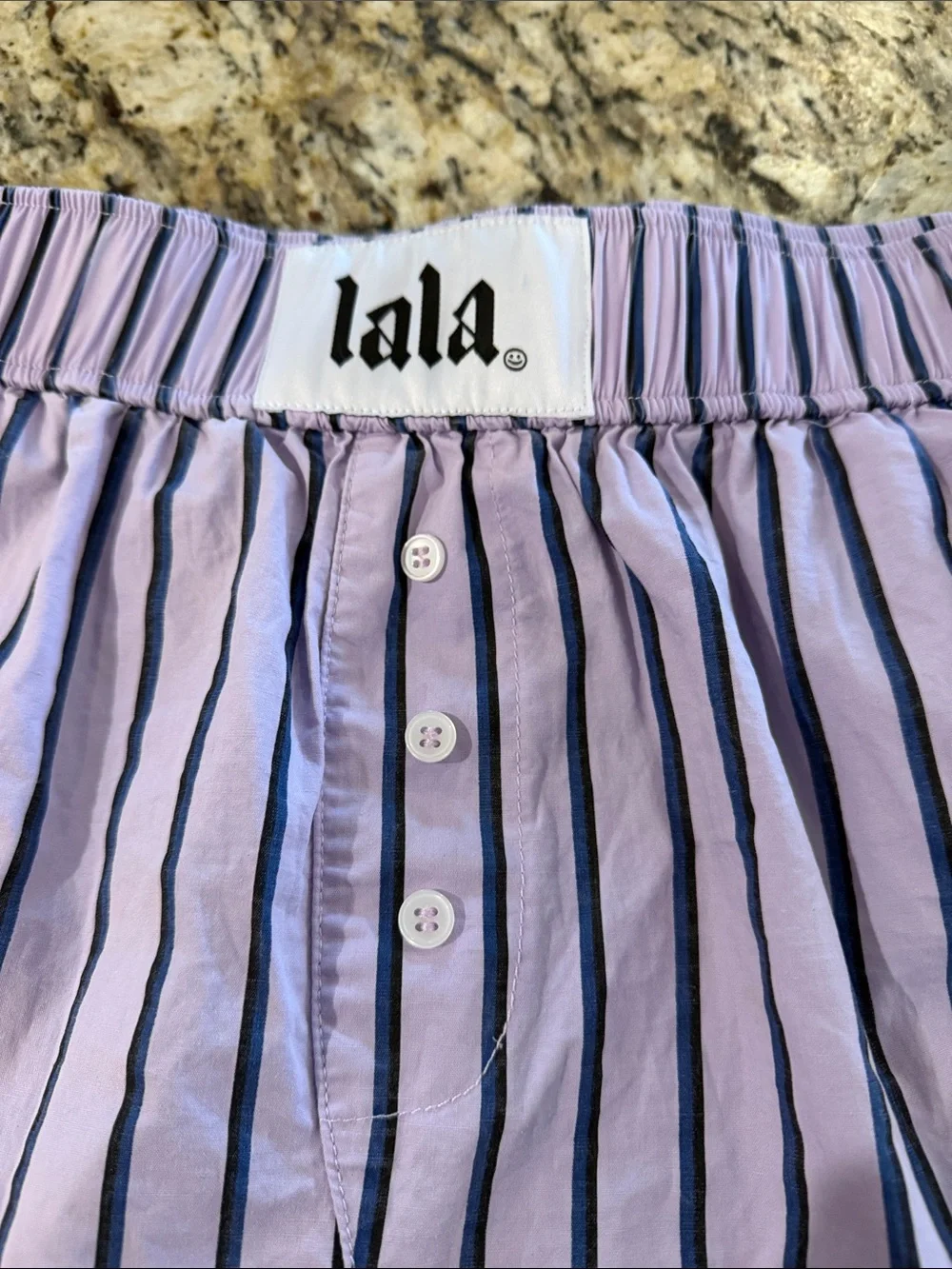 Dressed in Lala Boxer Shorts Magical Creature Purple Lavender Lilac Striped S/M